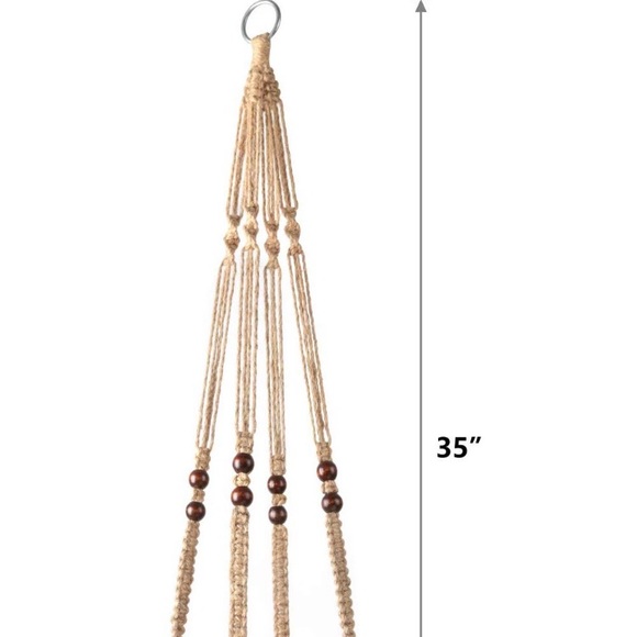 NEW Boho Macrame Plant Hanger Jute Rope with Beads - Picture 5 of 5